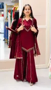 Jf 054 Roman Glass With Real Mirror Work Plazzo Suits
